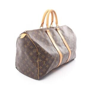 Louis Vuitton Keepall Boston Bag Canvas Leather Monogram Brown